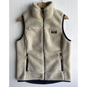 Vintage L.L.Bean Women's Mountain Pile Sherpa Fleece Vest Cream Medium Regular